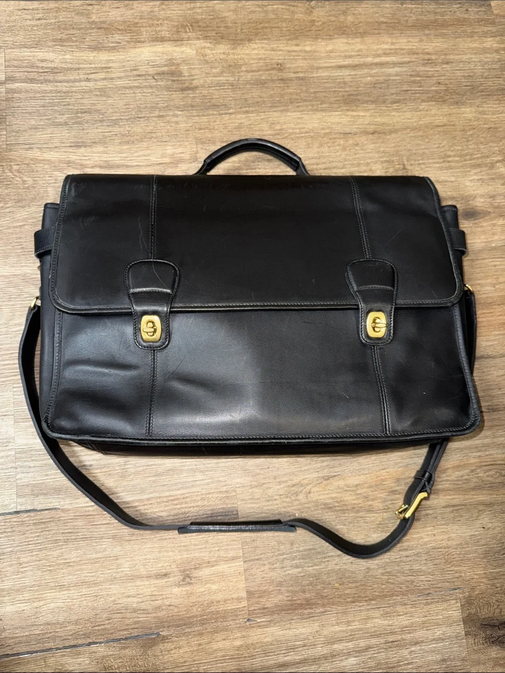 Vintage Coach 0548 Black Leather Business Briefcase Laptop Messenger bag Y2K